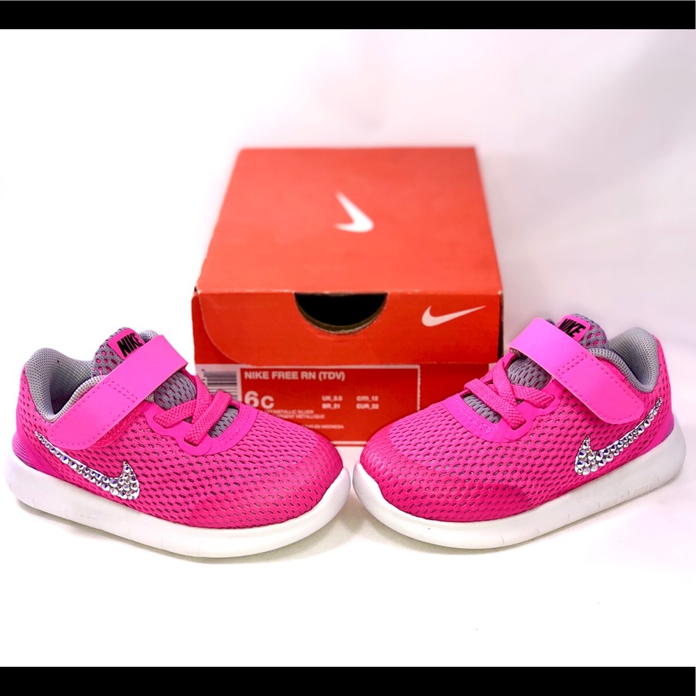 SOLD 💎 Bling Nike Free Run toddler girls size 6c - Picture 3 of 8